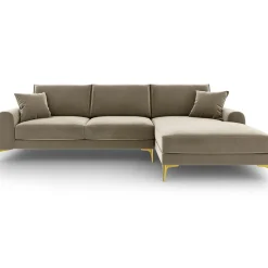 Discount Mazzini Sofas Canapé d'angle droit velours madara beige - 254x182x90 cm