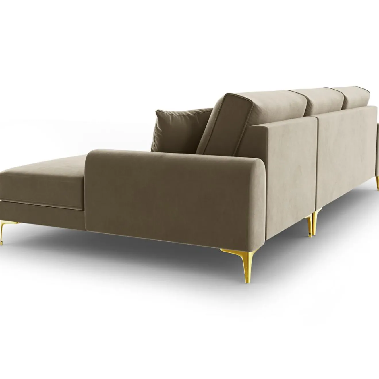 Discount Mazzini Sofas Canapé d'angle droit velours madara beige - 254x182x90 cm