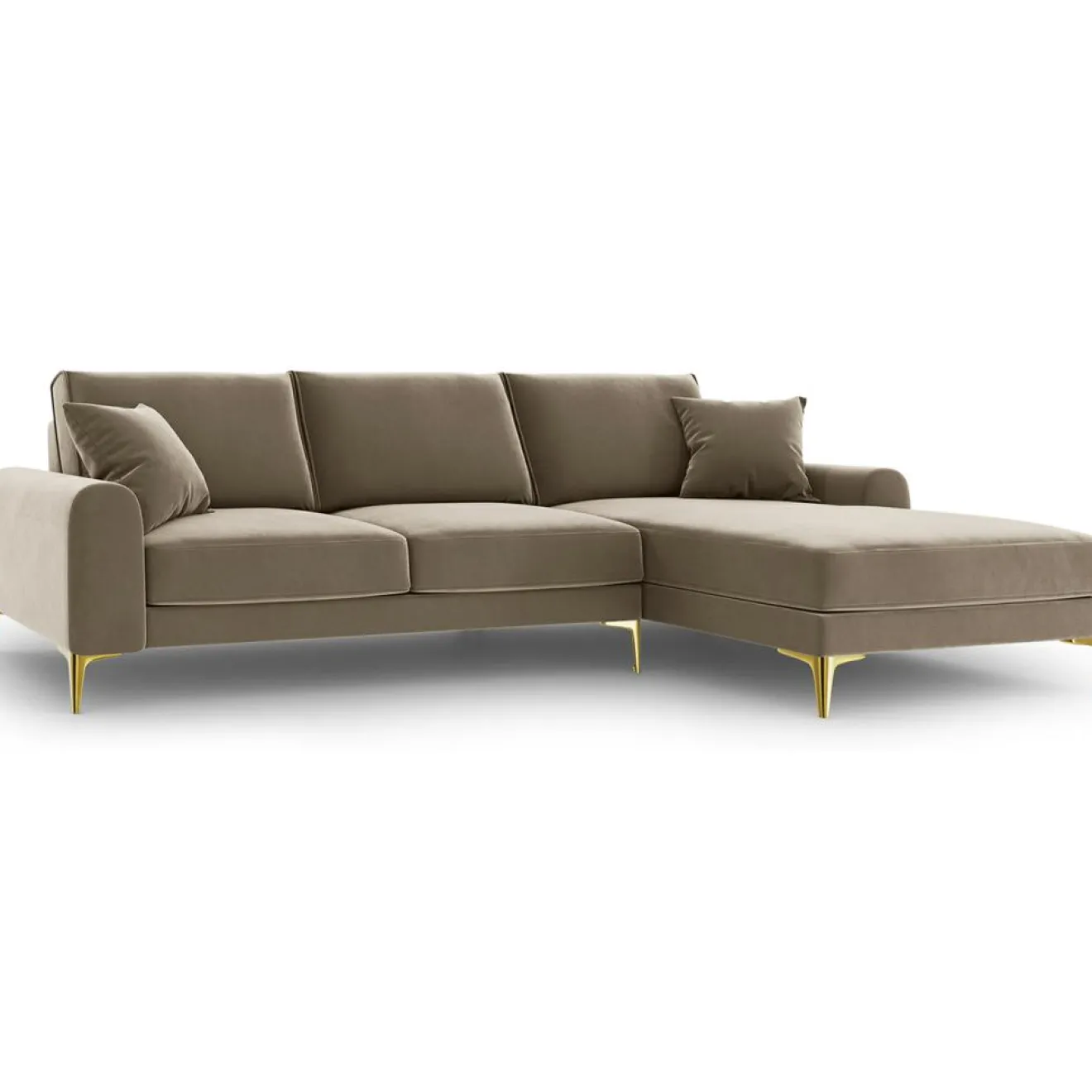 Discount Mazzini Sofas Canapé d'angle droit velours madara beige - 254x182x90 cm