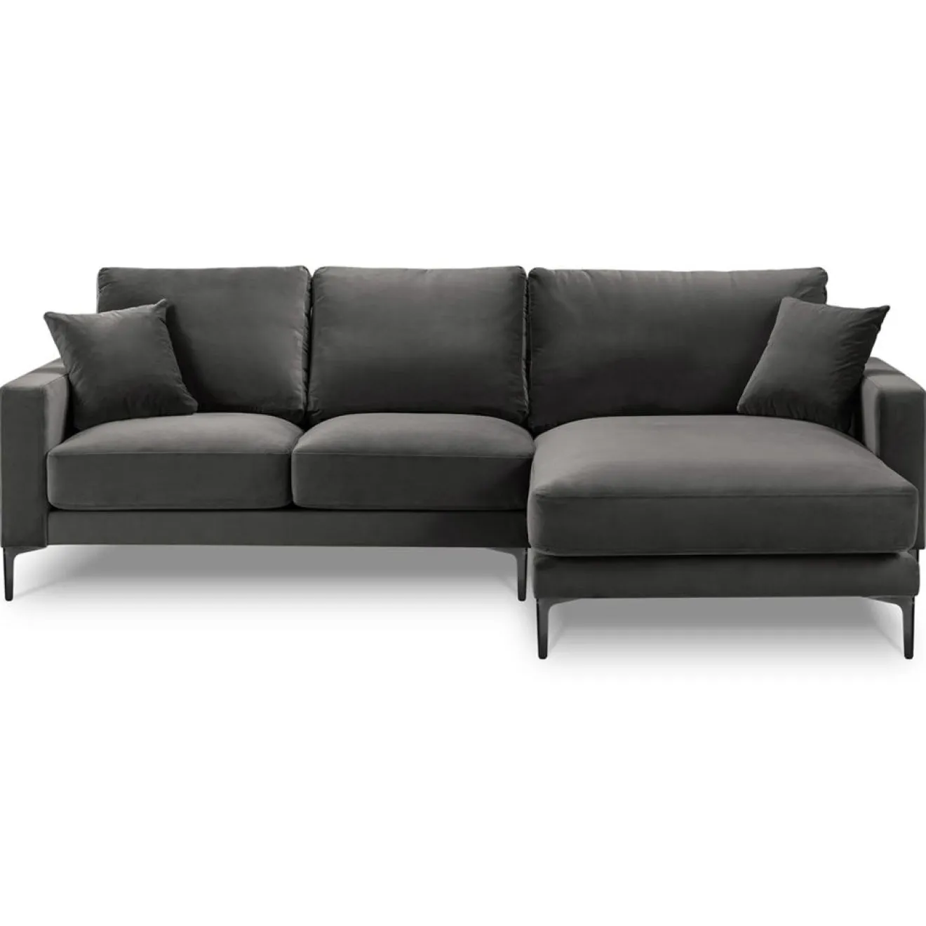 Mazzini Sofas Canapé d'angle Droit Velours Venus 4 Places gris - 248x160x90 cm