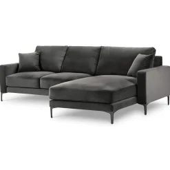 Mazzini Sofas Canapé d'angle Droit Velours Venus 4 Places gris - 248x160x90 cm