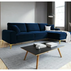 Sale Mazzini Sofas Canapé d'angle droit velours madara bleu roi - 254x182x90 cm