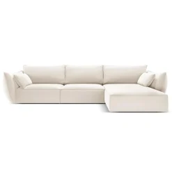 Clearance Mazzini Sofas Canapé d'angle droit Velours Vanda 4 Places beige clair - 300x166x85 cm