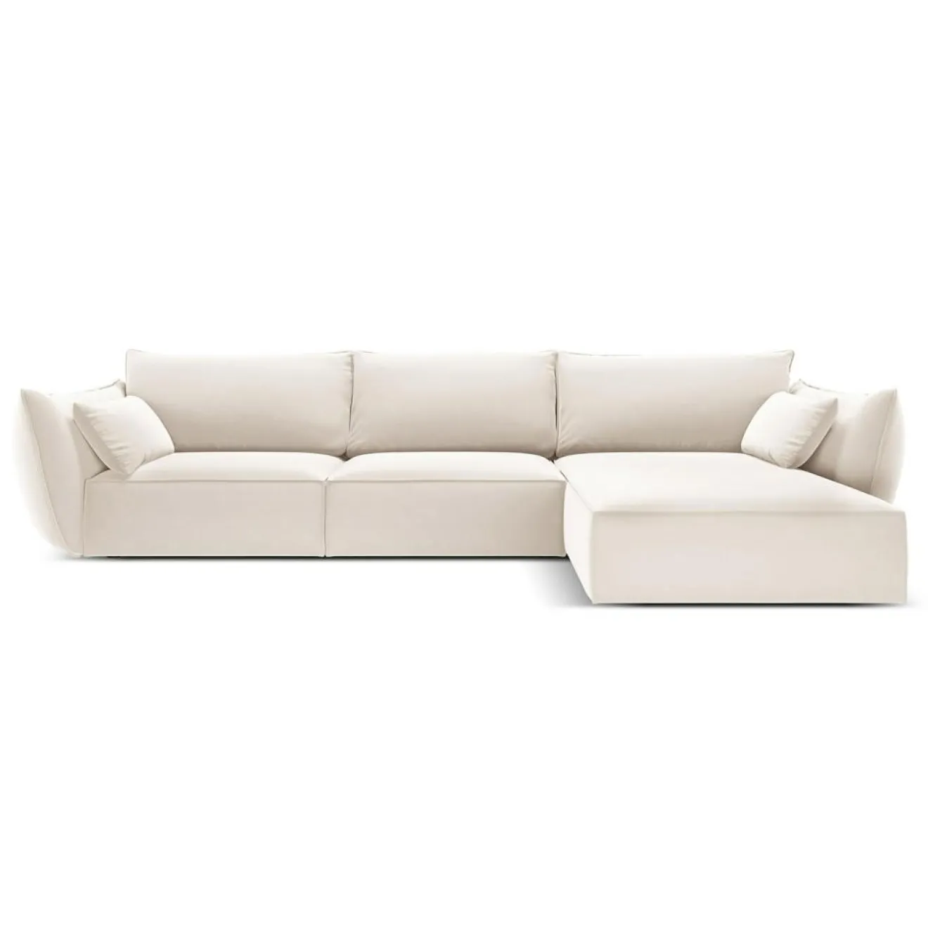Clearance Mazzini Sofas Canapé d'angle droit Velours Vanda 4 Places beige clair - 300x166x85 cm