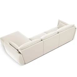 Clearance Mazzini Sofas Canapé d'angle droit Velours Vanda 4 Places beige clair - 300x166x85 cm