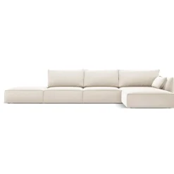 Mazzini Sofas Canapé d'angle droit Velours Vanda 5 Places beige clair - 386x166x85 cm