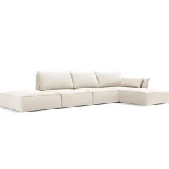 Mazzini Sofas Canapé d'angle droit Velours Vanda 5 Places beige clair - 386x166x85 cm