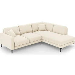 Mazzini Sofas Canapé d'angle Droit Velours Venus 5 Places beige clair - 254x185x90 cm