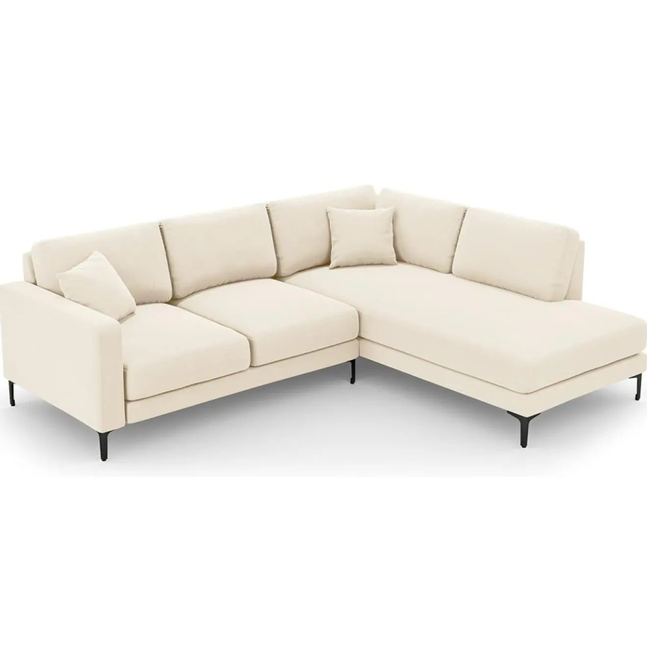 Mazzini Sofas Canapé d'angle Droit Velours Venus 5 Places beige clair - 254x185x90 cm