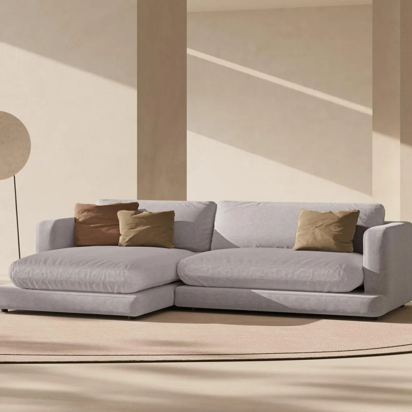 Mazzini Sofas Canapé d'angle Gauche Daphne 4 Places Gris chaud - 270x170x86 cm