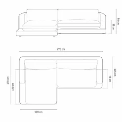 Outlet Mazzini Sofas Canapé d'angle Gauche Daphne 4 Places Gris Foncé - 270x170x86 cm