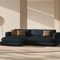 Mazzini Sofas Canapé d'angle Gauche Daphne 4 Places Noir - 270x170x86 cm