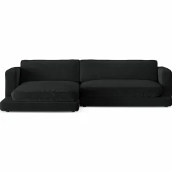 Mazzini Sofas Canapé d'angle Gauche en Velours Daphne 4 Places Noir - 270x170x86 cm