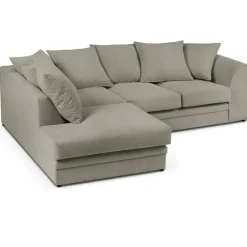 Mazzini Sofas Canapé d'angle Gauche Quince Velours côtelé 4 Places gris clair - 221x171x80 cm