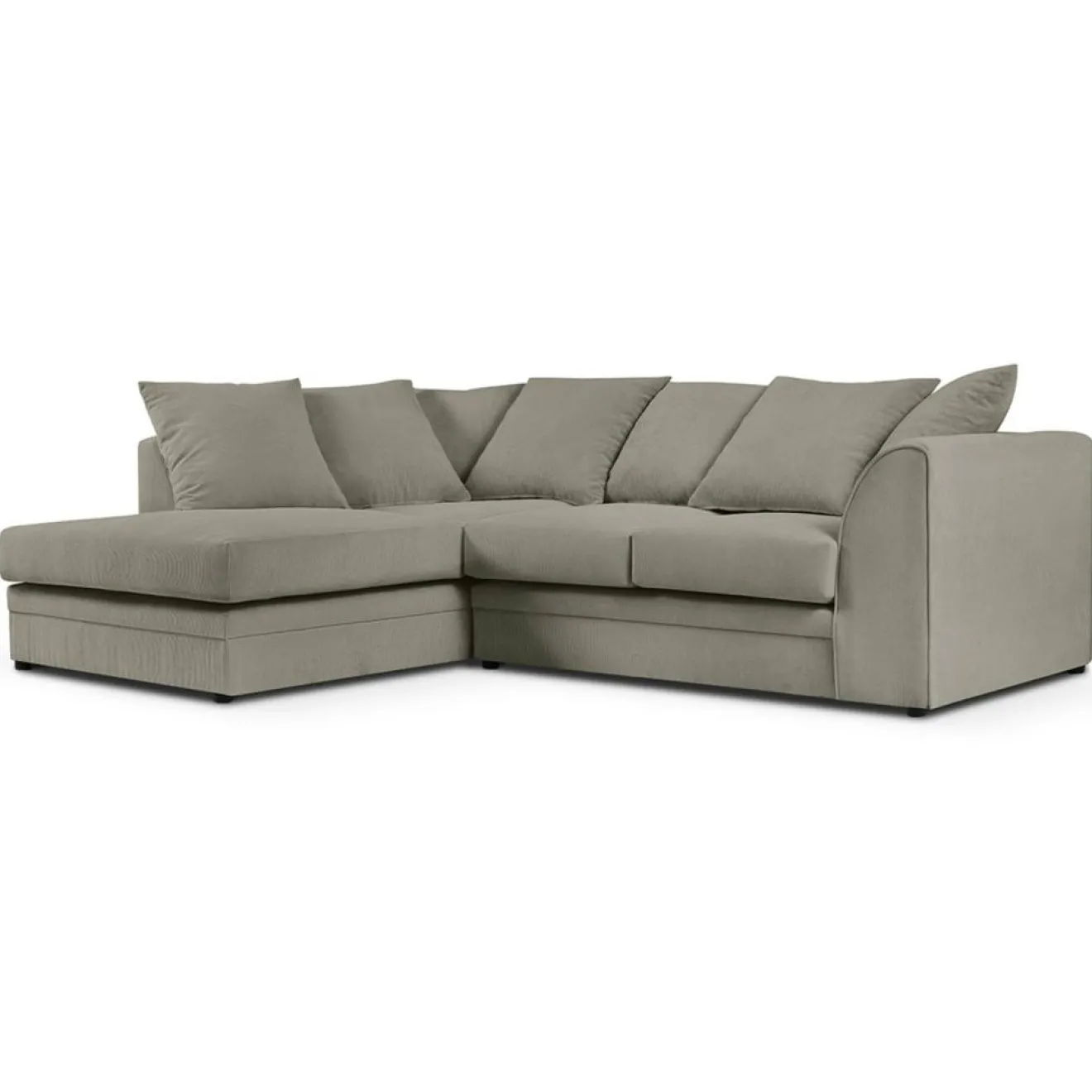 Mazzini Sofas Canapé d'angle Gauche Quince Velours côtelé 4 Places gris clair - 221x171x80 cm
