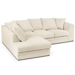 Mazzini Sofas Canapé d'angle Gauche Quince Velours côtelé 4 Places beige clair - 221x171x80 cm