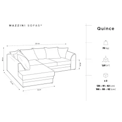 Mazzini Sofas Canapé d'angle Gauche Quince Velours côtelé 4 Places beige clair - 221x171x80 cm