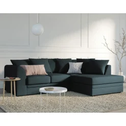 New Mazzini Sofas Canapé d'angle gauche Quince 4 Places bleu - 221x171x80 cm