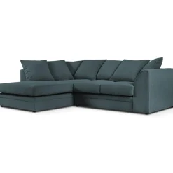 New Mazzini Sofas Canapé d'angle gauche Quince 4 Places bleu - 221x171x80 cm