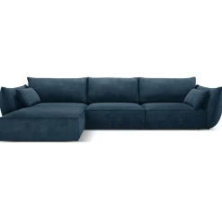 Mazzini Sofas Canapé D'Angle Gauche Vanda 5 Places 2 bleu roi - 208x166x85 cm