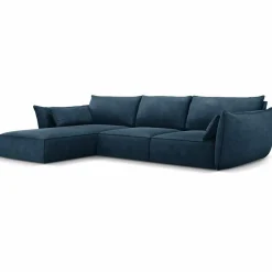 Mazzini Sofas Canapé D'Angle Gauche Vanda 5 Places 2 bleu roi - 208x166x85 cm