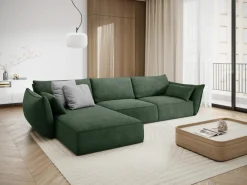 New Mazzini Sofas Canapé D'Angle Gauche Vanda 5 Places 2 vert bouteille - 208x166x85 cm