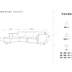 New Mazzini Sofas Canapé D'Angle Gauche Vanda 5 Places 2 vert bouteille - 208x166x85 cm