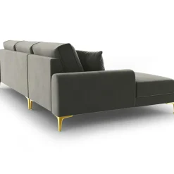 Mazzini Sofas Canapé d'angle gauche velours madara gris - 254x182x90 cm