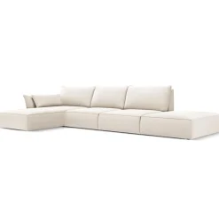 Mazzini Sofas Canapé d'angle gauche Velours Vanda 5 Places beige clair - 386x166x85 cm