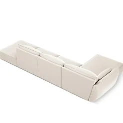 Mazzini Sofas Canapé d'angle gauche Velours Vanda 5 Places beige clair - 386x166x85 cm