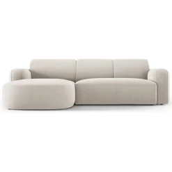 Outlet Mazzini Sofas Canapé d'angle gauche Velours Jasmin 4 Places beige - 250x170x72 cm