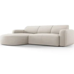 Outlet Mazzini Sofas Canapé d'angle gauche Velours Jasmin 4 Places beige - 250x170x72 cm