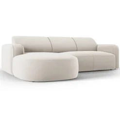 Outlet Mazzini Sofas Canapé d'angle gauche Velours Jasmin 4 Places beige - 250x170x72 cm
