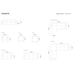 Outlet Mazzini Sofas Canapé d'angle gauche Velours Jasmin 4 Places beige - 250x170x72 cm