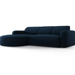 Outlet Mazzini Sofas Canapé d'angle gauche Velours Jasmin 4 Places bleu roi - 250x170x72 cm