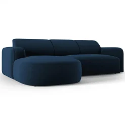 Outlet Mazzini Sofas Canapé d'angle gauche Velours Jasmin 4 Places bleu roi - 250x170x72 cm