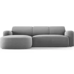 Mazzini Sofas Canapé d'angle gauche Velours Jasmin 4 Places gris - 250x170x72 cm