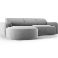 Mazzini Sofas Canapé d'angle gauche Velours Jasmin 4 Places gris - 250x170x72 cm