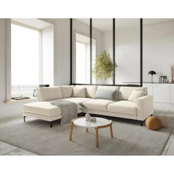 Best Mazzini Sofas Canapé d'angle Gauche Velours Venus 5 Places beige clair - 254x185x90 cm