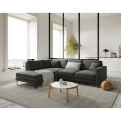 Mazzini Sofas Canapé d'angle Gauche Velours Venus 5 Places gris - 254x185x90 cm