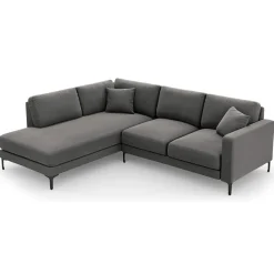Mazzini Sofas Canapé d'angle Gauche Velours Venus 5 Places gris - 254x185x90 cm