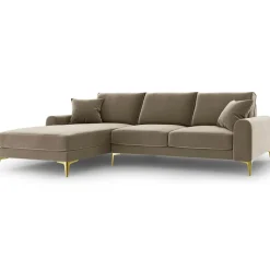Best Mazzini Sofas Canapé d'angle gauche Velours 5 places Madara beige - 254x182x90 cm