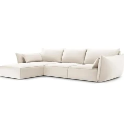 Mazzini Sofas Canapé d'angle gauche Velours Vanda 4 Places beige clair - 300x166x85 cm