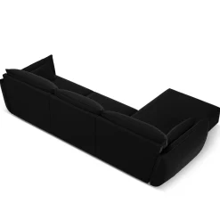Best Mazzini Sofas Canapé d'angle gauche Velours Vanda 4 Places noir - 300x166x85 cm