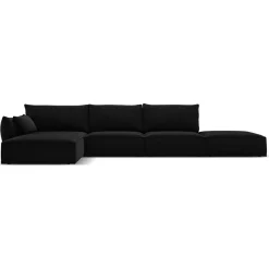 Online Mazzini Sofas Canapé d'angle gauche Velours Vanda 5 Places noir - 386x166x85 cm