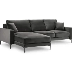 Mazzini Sofas Canapé d'angle Gauche Velours Venus 4 Places gris - 248x160x90 cm