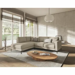 Mazzini Sofas Canapé d'angle Gauche Venus 4 Places beige - 248x160x90 cm