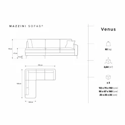 Mazzini Sofas Canapé d'angle Gauche Venus 5 Places beige - 254x185x90 cm