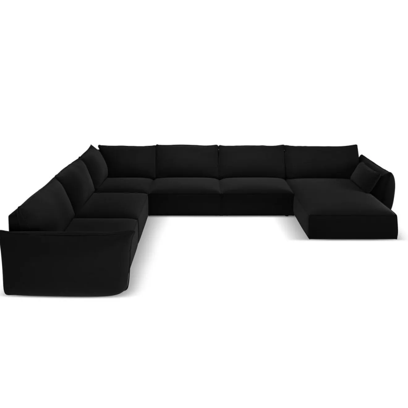 Sale Mazzini Sofas Canapé d'angle Panoramique gauche Velours Vanda 8 Places noir - 384x284x85 cm