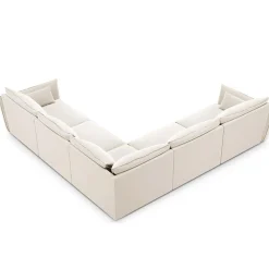 Mazzini Sofas Canapé d'angle Symétrique en Velours Vanda 7 Places beige clair - 286x286x85 cm